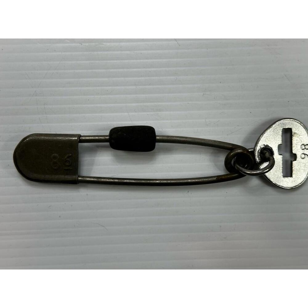 Vintage 5” Key Tag Large Metal Safety Pin Military Laundry 86